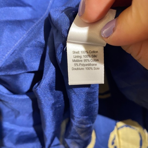 Vera Wang Lavender Label Polka Dot Wrap Dress V Neck Sleeveless Navy Gold Size 6 - Picture 9 of 11